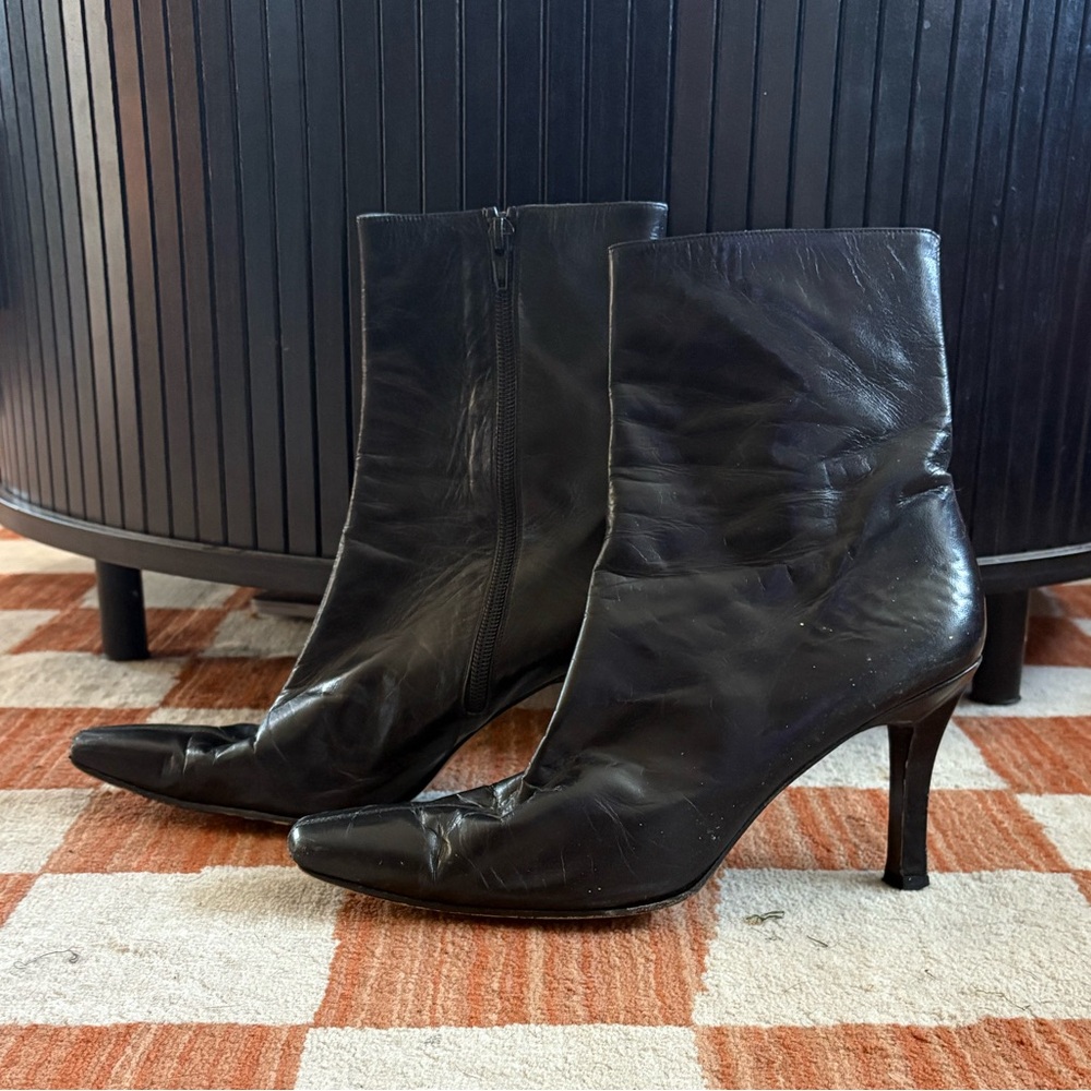 Stuart Weitzman Black Leather Heeled Boots